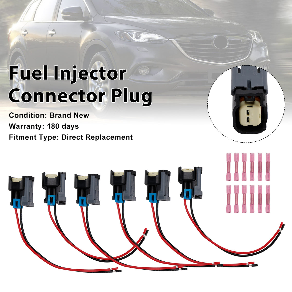 Ford Fit Chevy 6PCS Fuel Injector Connector Pigtail Plug Wiring Harness