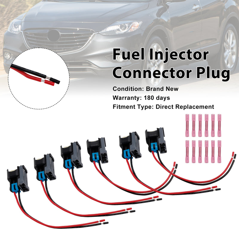 Ford Fit Chevy 6PCS Fuel Injector Connector Pigtail Plug Wiring Harness