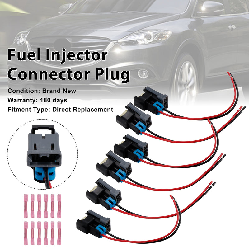 Ford Fit Chevy 6PCS Fuel Injector Connector Pigtail Plug Wiring Harness