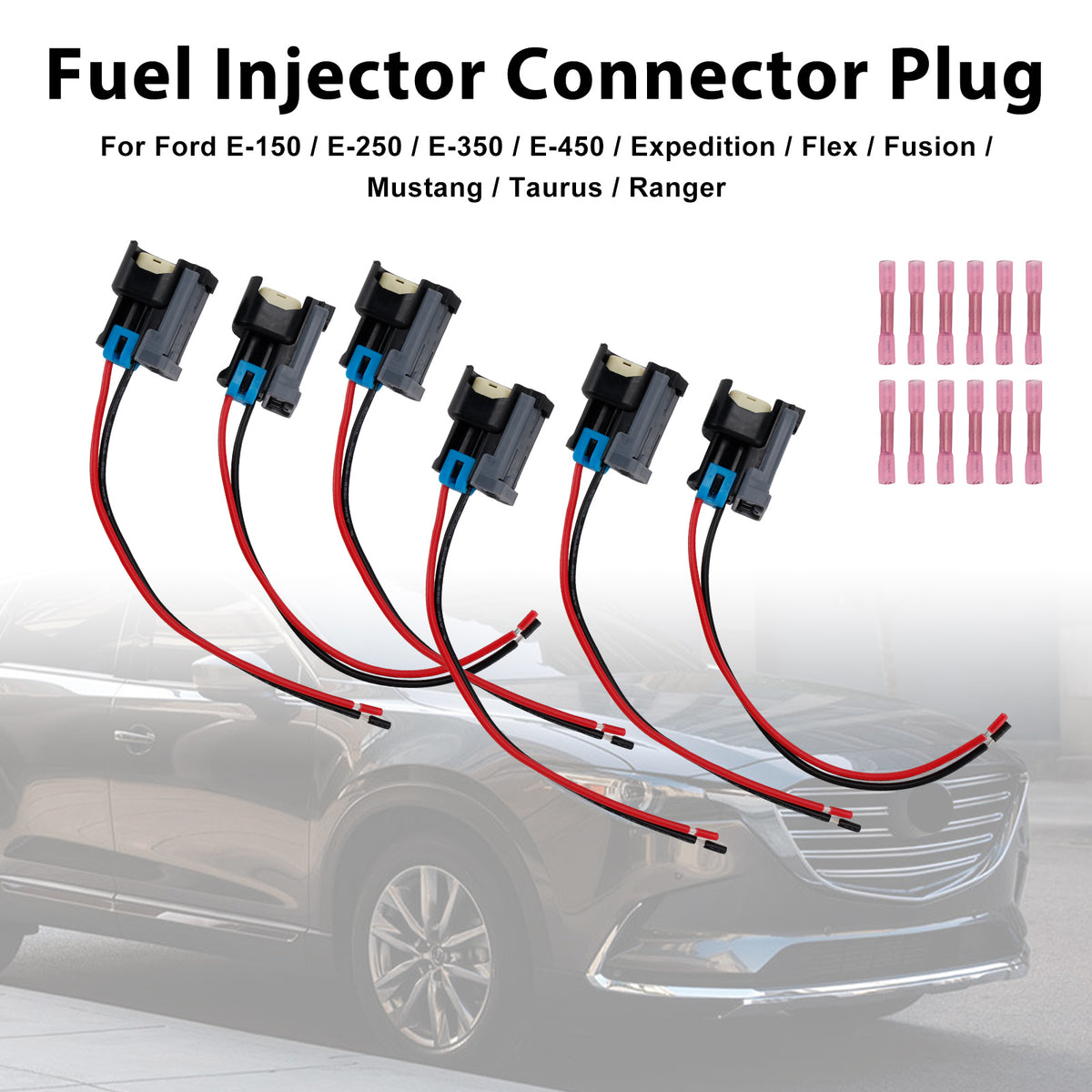 Ford Fit Chevy 6PCS Fuel Injector Connector Pigtail Plug Wiring Harness
