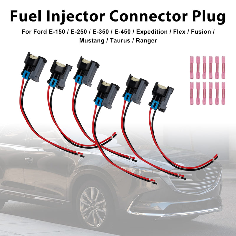 Ford Fit Chevy 6PCS Fuel Injector Connector Pigtail Plug Wiring Harness