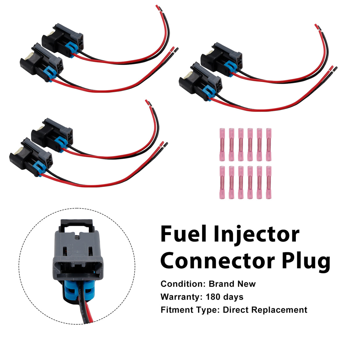 Ford Fit Chevy 6PCS Fuel Injector Connector Pigtail Plug Wiring Harness