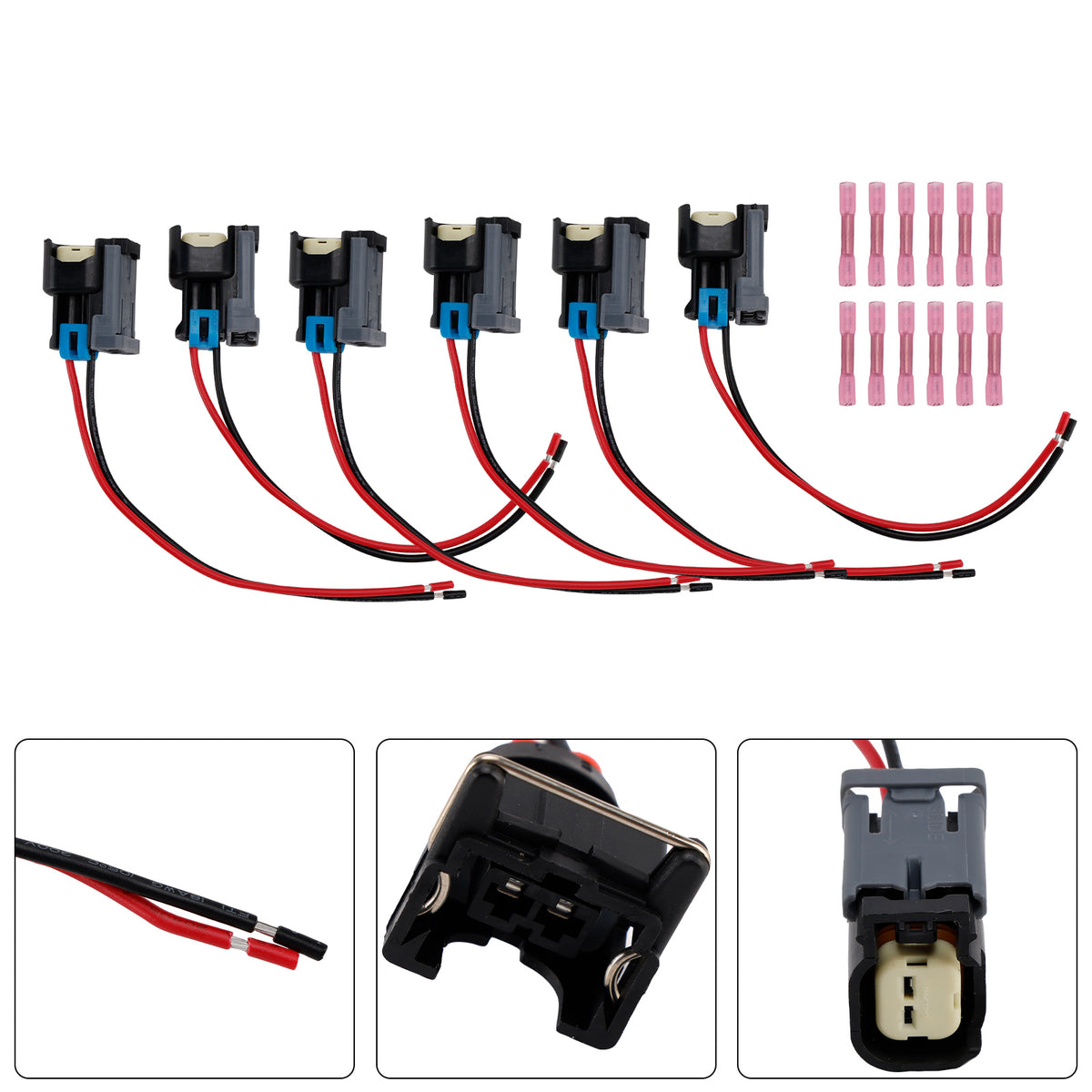 Ford Fit Chevy 6PCS Fuel Injector Connector Pigtail Plug Wiring Harness