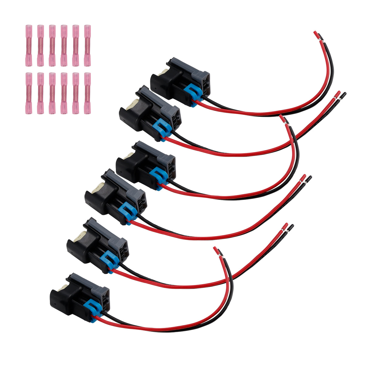Ford Fit Chevy 6PCS Fuel Injector Connector Pigtail Plug Wiring Harness