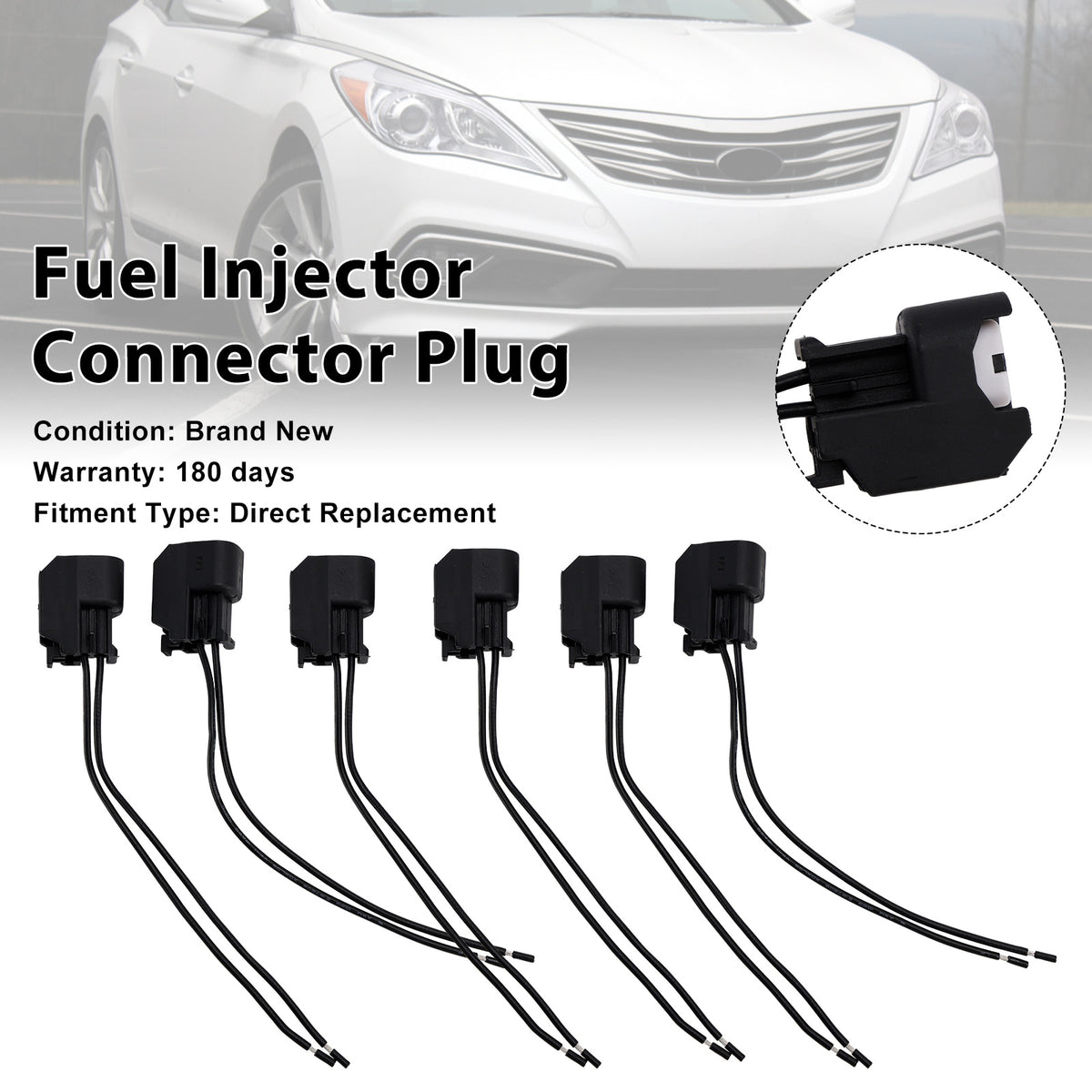 Hyundai 6-EV6 Fuel Injector Connector Plug Clip Pigtail Quick Disconnect