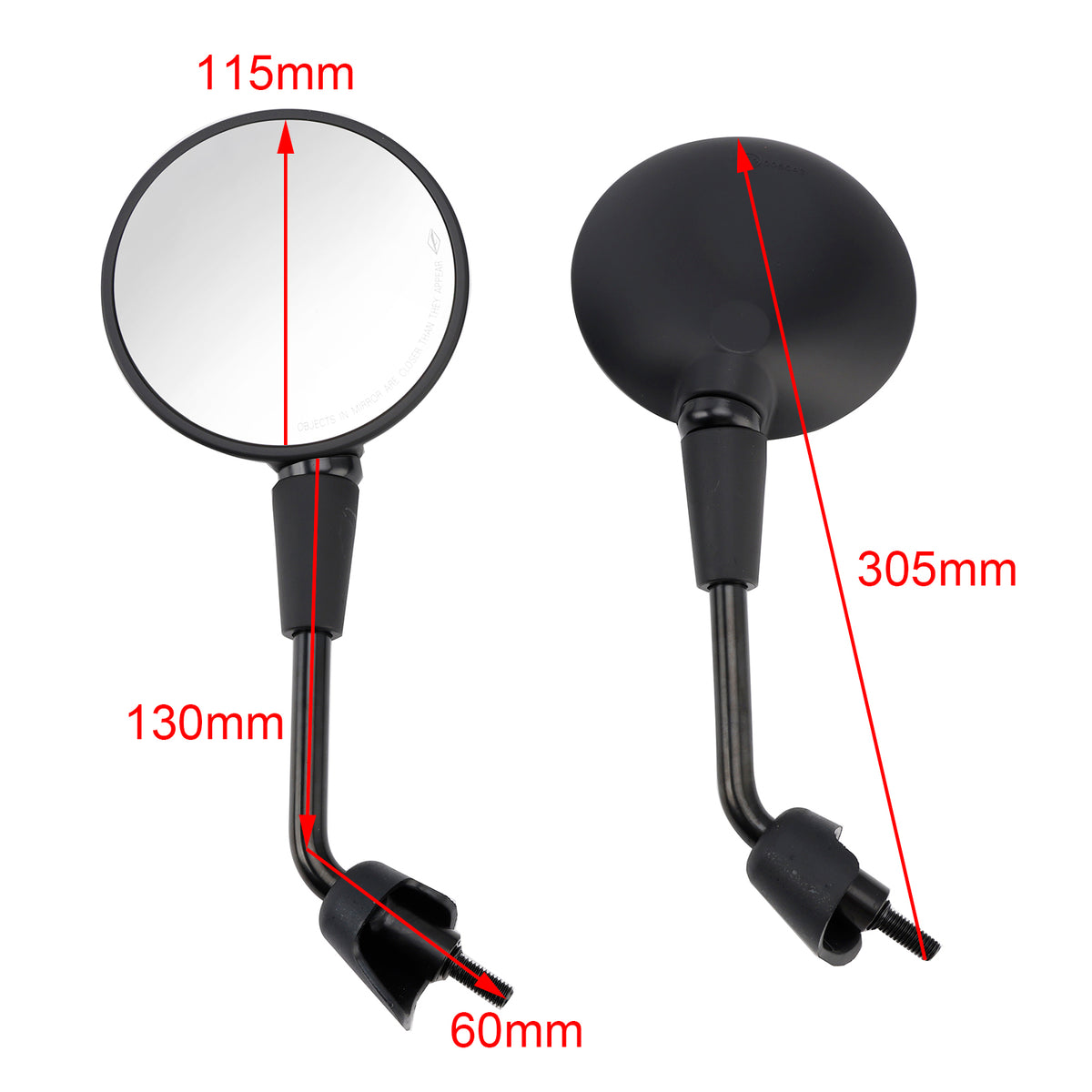 Vespa Primavera 50 125 150 Sprint GTS 125 300 HPE Black Mirror Set Shorty