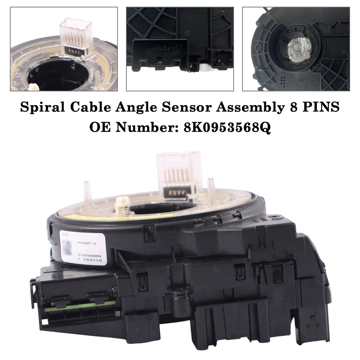 Audi A4 A5 2009-2016 8K0953568Q Spiral Cable Angle Sensor Assembly 8 PINS