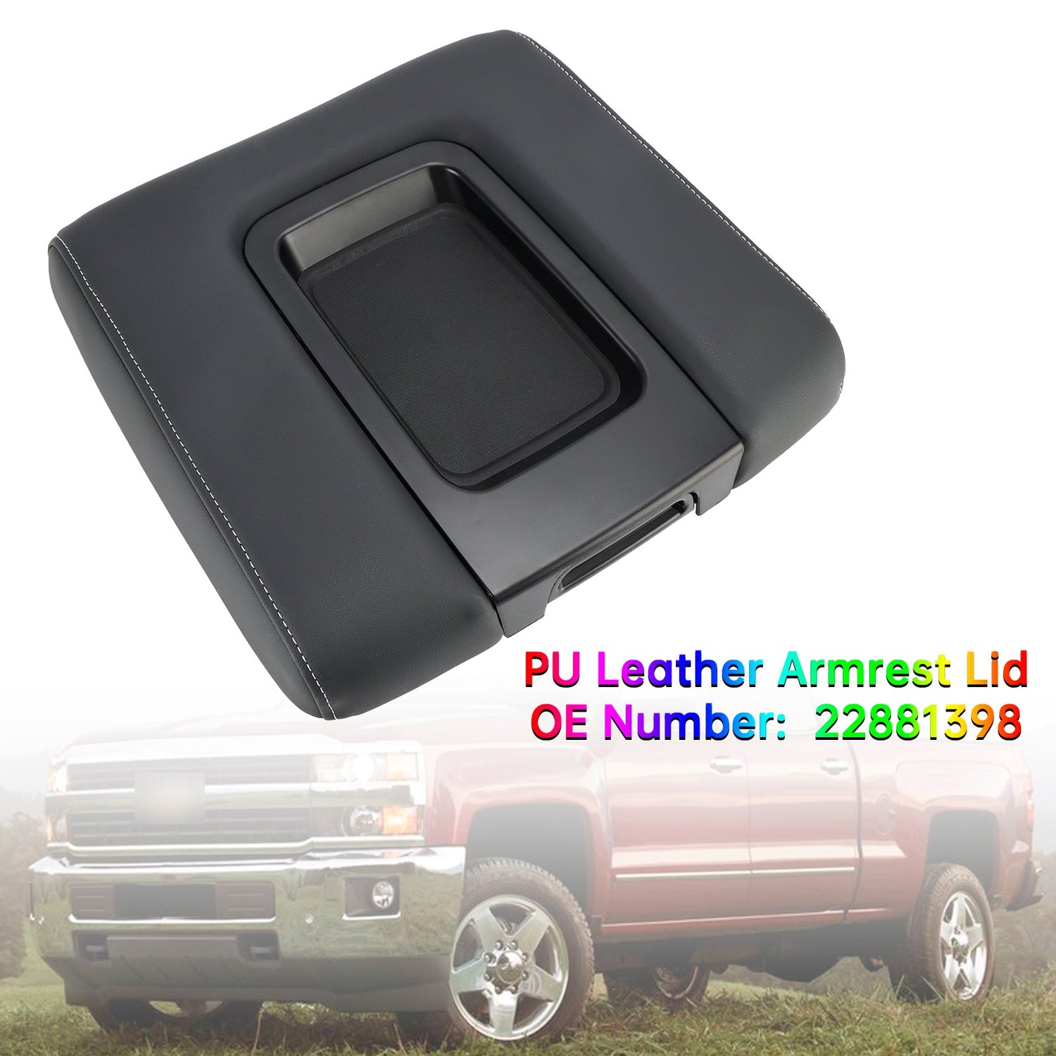 2015-2019 Chevy Silverado 1500 2500 3500 PU Leather Armrest Lid 22881398