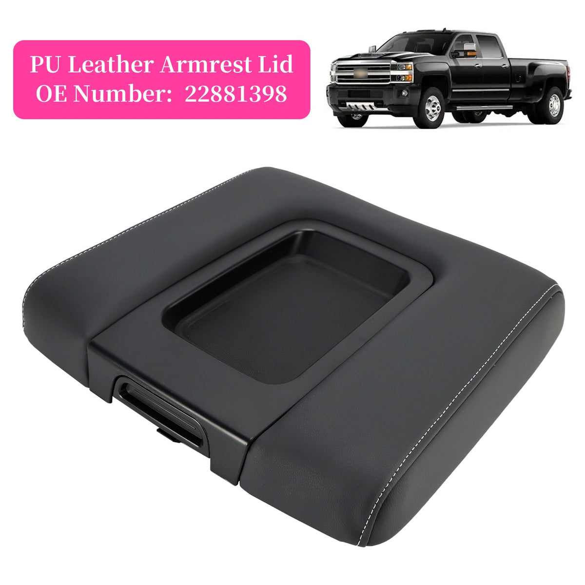 2015-2019 Chevy Silverado 1500 2500 3500 PU Leather Armrest Lid 22881398