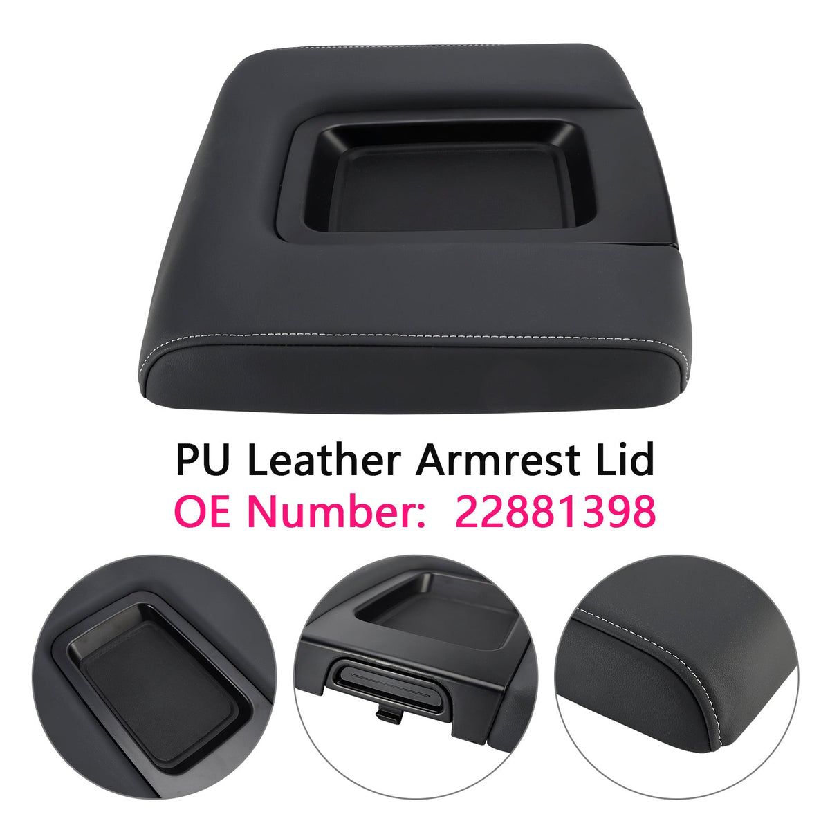 2015-2019 Chevy Silverado 1500 2500 3500 PU Leather Armrest Lid 22881398