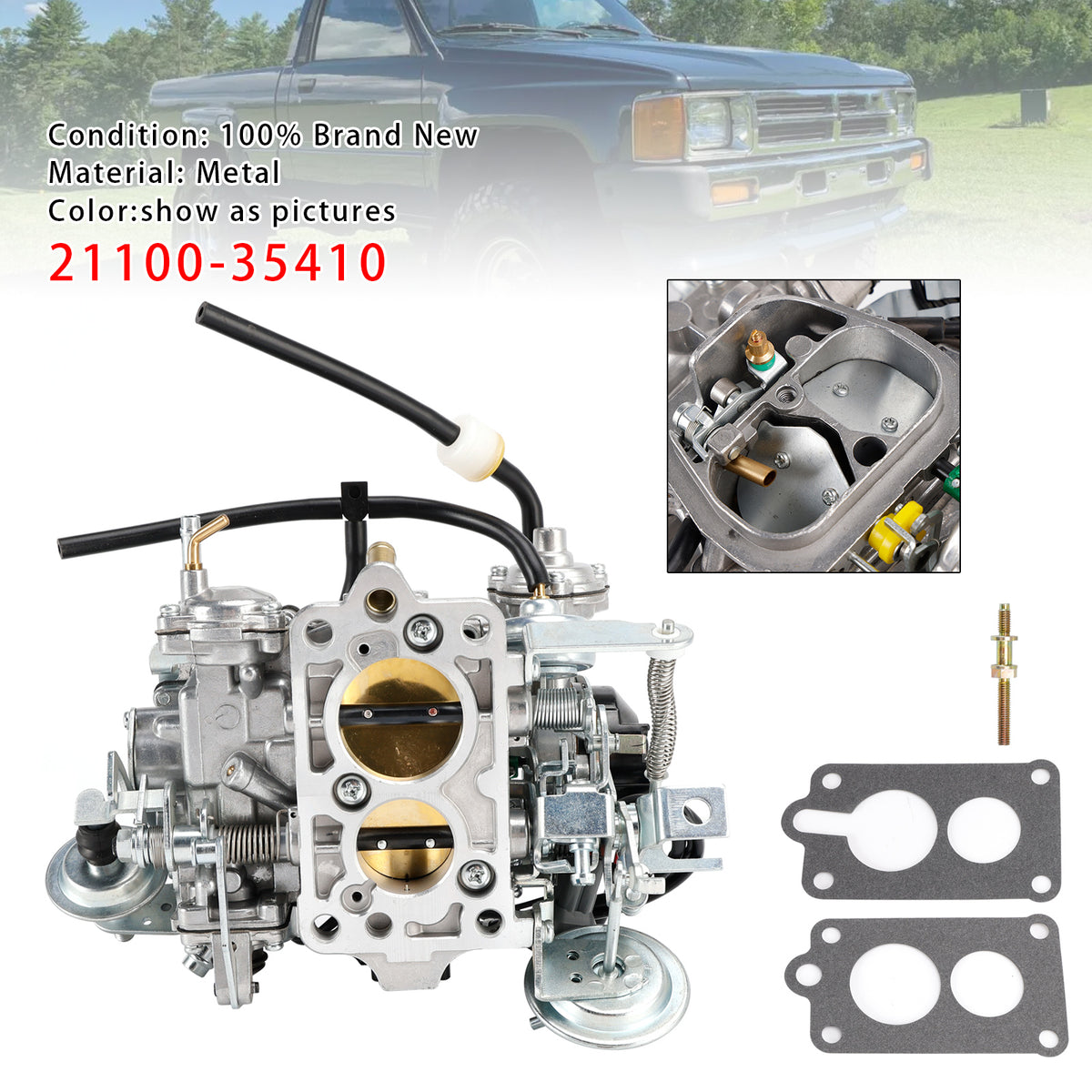 1987-1991 toyota Truck 22R 2 BBL Square Carburetor 21100-35410