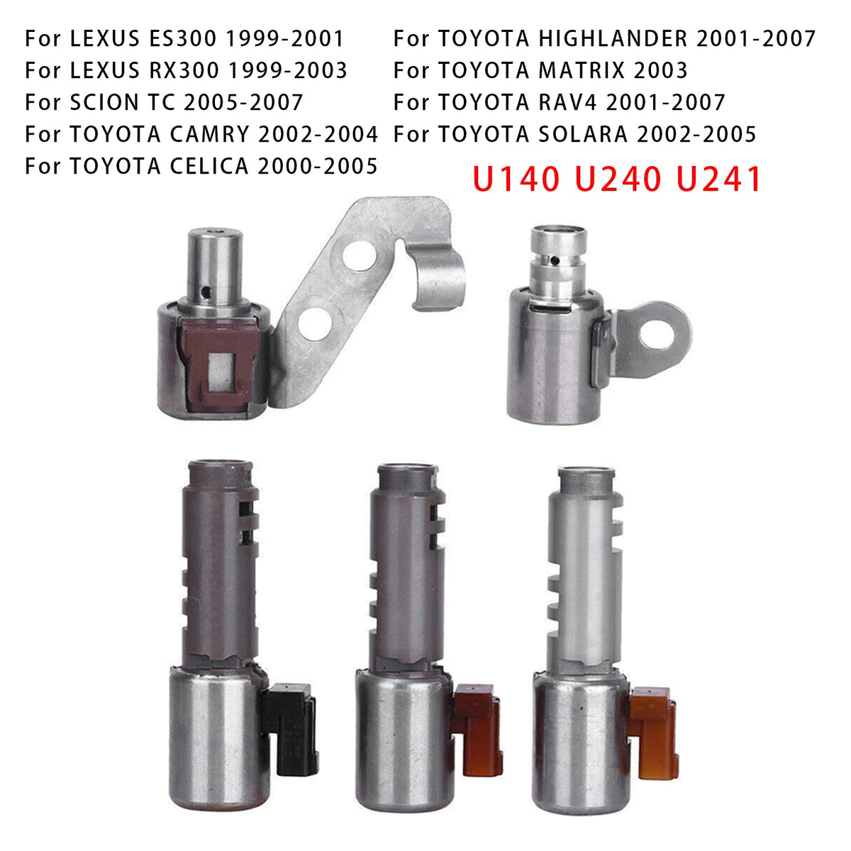 2001-2007 TOYOTA HIGHLANDER U140 U240 U241 5PCS Transmission Solenoid Kit