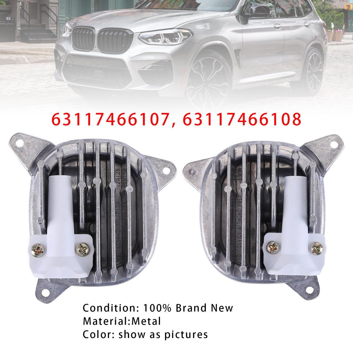 BMW G01 X3 G02 X4 Left+Right DRL LED MODULE White 63117466107 63117466108