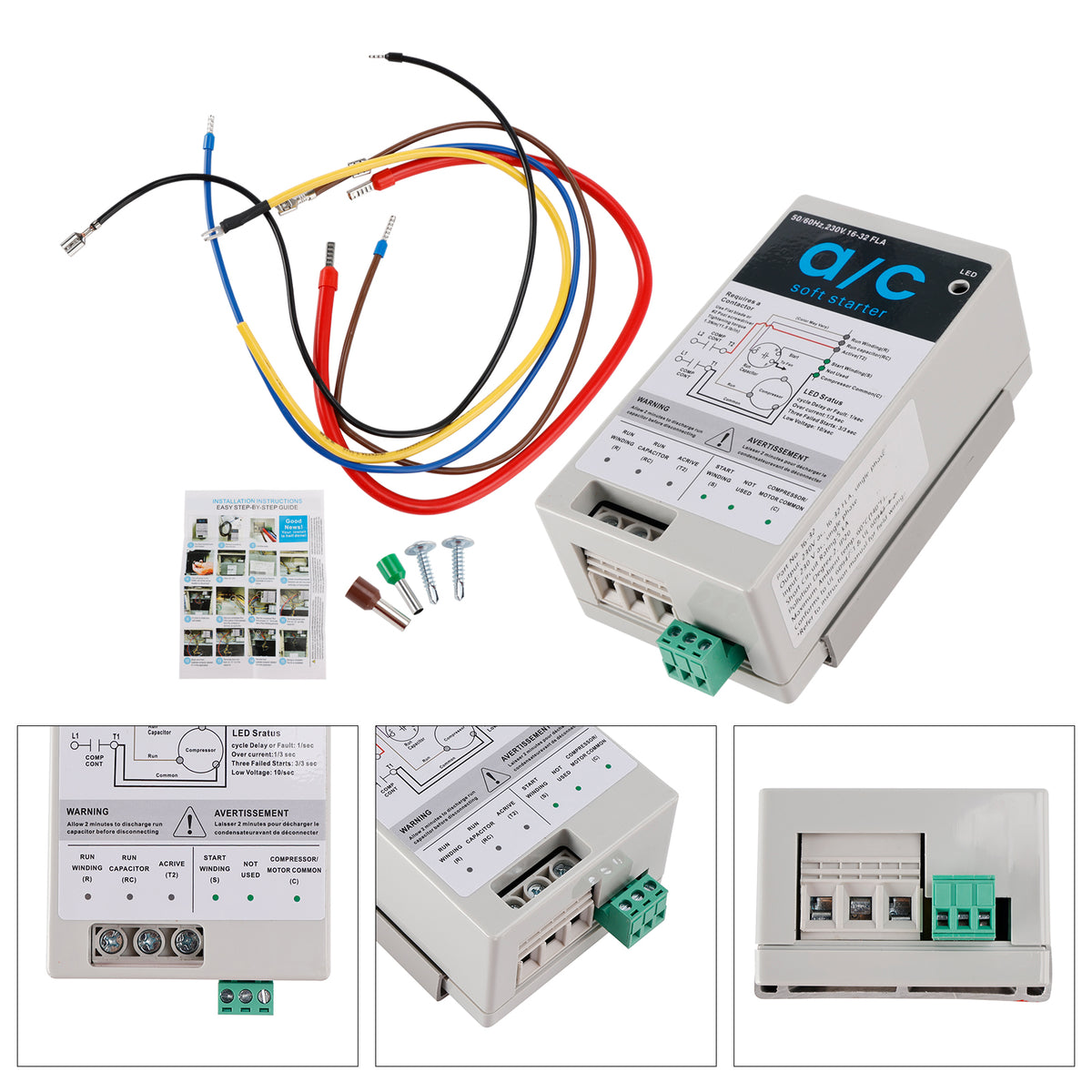 AC Soft Starter Reverse Motor Protection  (16-32A + Install Kit)