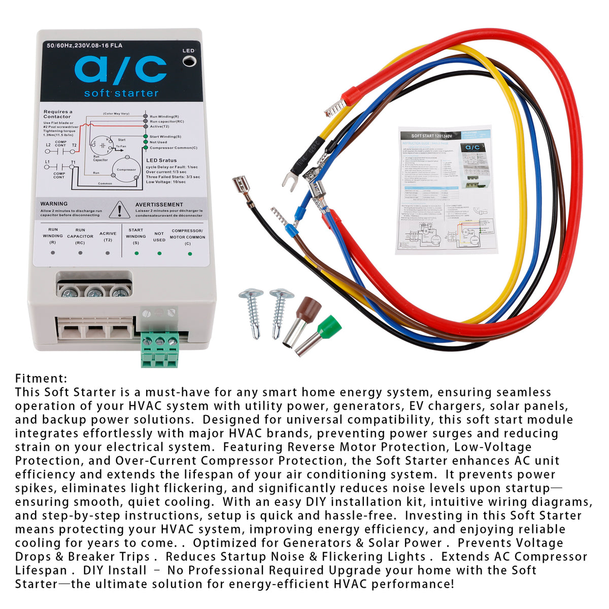 08-16A Soft Start Module For 1.75-3.5 Ton AC Units  Reverse Motor Protection
