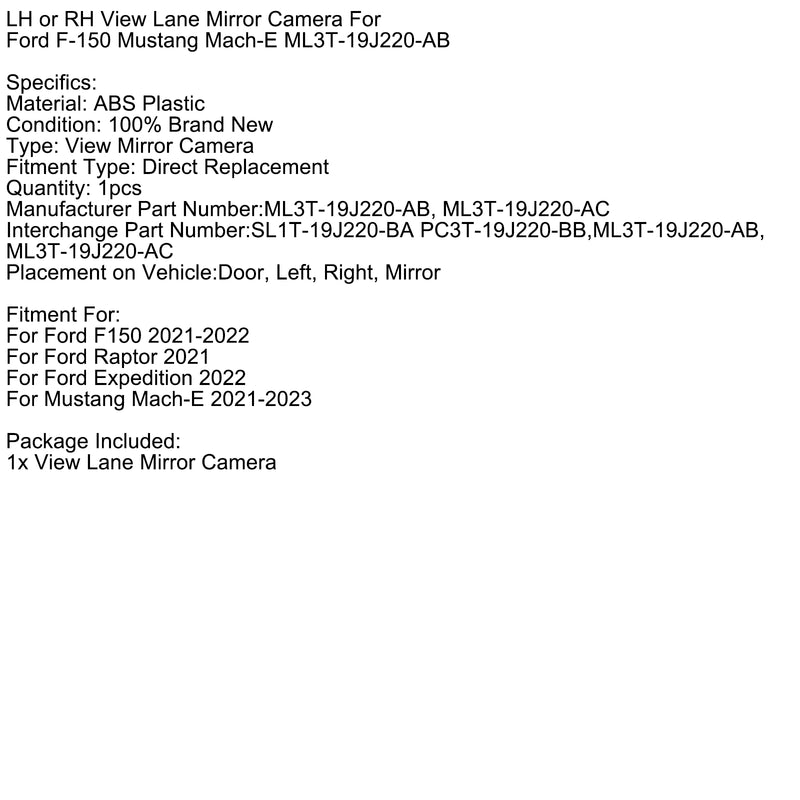 Ford Raptor 2021 View Mirror Camera ML3T-19J220-AC