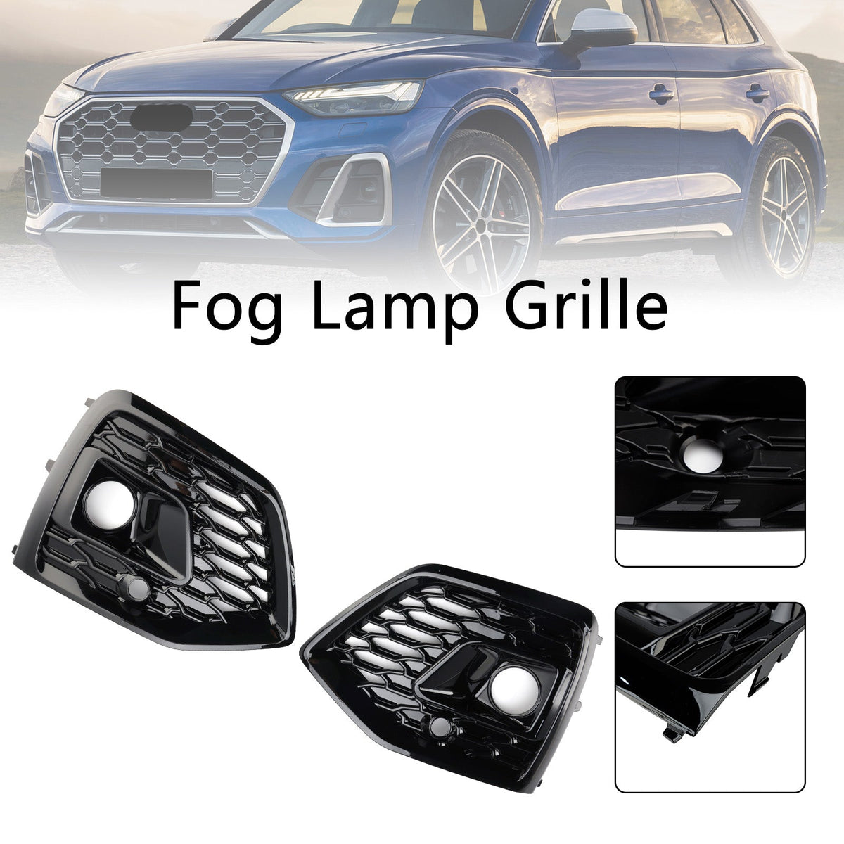 2021-2025 Audi Q5 SQ5 S-Line Black RSQ5 Style Front Fog Lamp Grille Cover