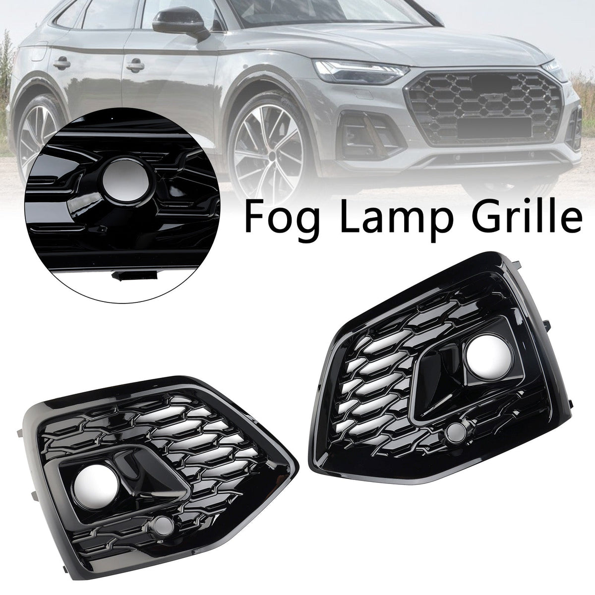 2021-2025 Audi Q5 SQ5 S-Line Black RSQ5 Style Front Fog Lamp Grille Cover
