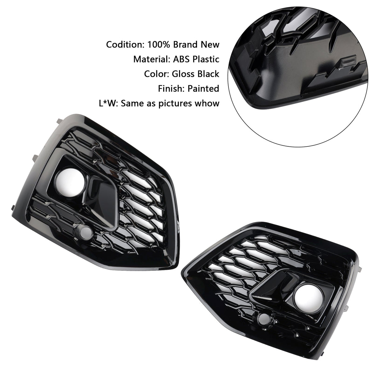 2021-2025 Audi Q5 SQ5 S-Line Black RSQ5 Style Front Fog Lamp Grille Cover