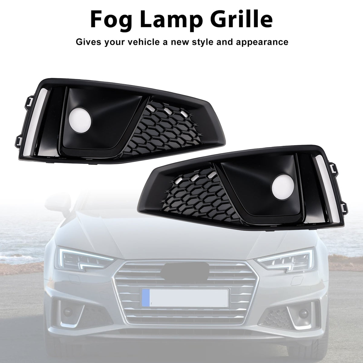 2018-2020  Audi A4 B9 S-LINE S4 Black Front Fog Light Grille Trim Cover 8WD8076821J