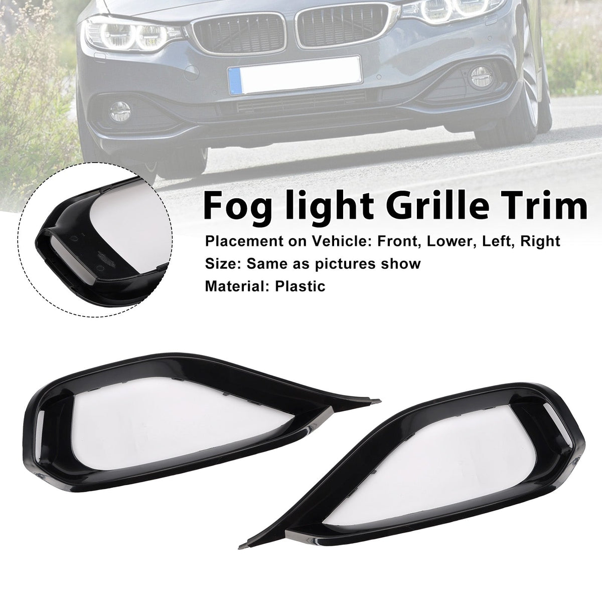 2014-2020 BMW 4 SERIES F32/F33/F36 SPORT LINE Fog Light Bezel Grille Front Bumper Trim 51117294839 51117294840