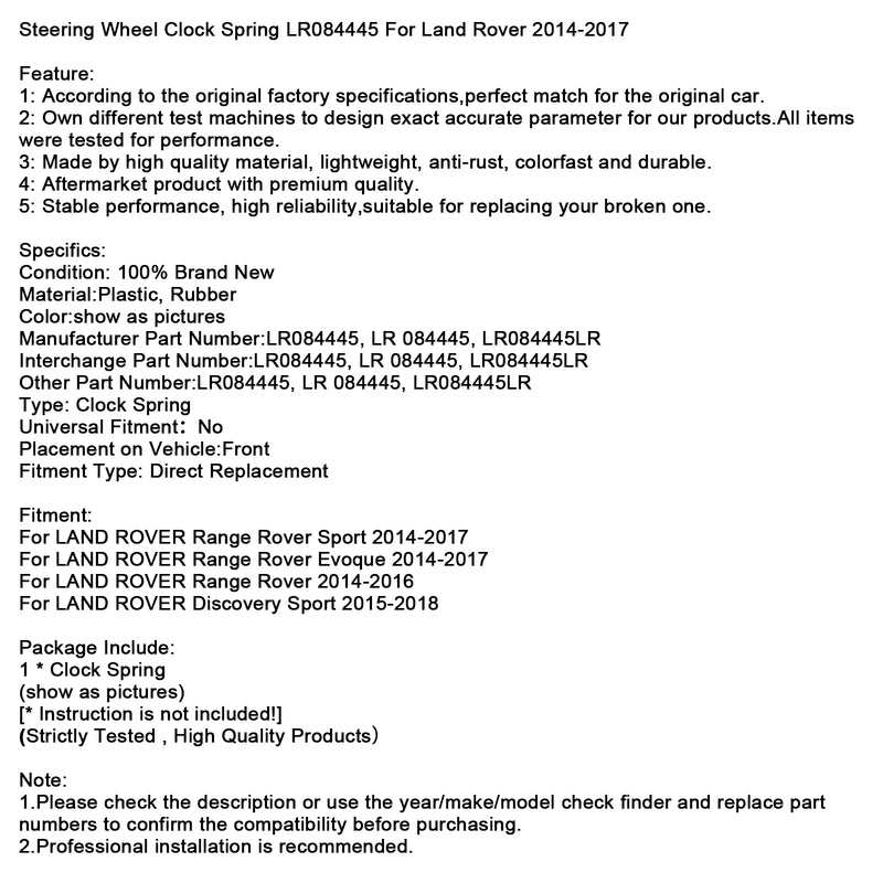 Land Rover 2014-2017 Steering Wheel Clock Spring LR084445