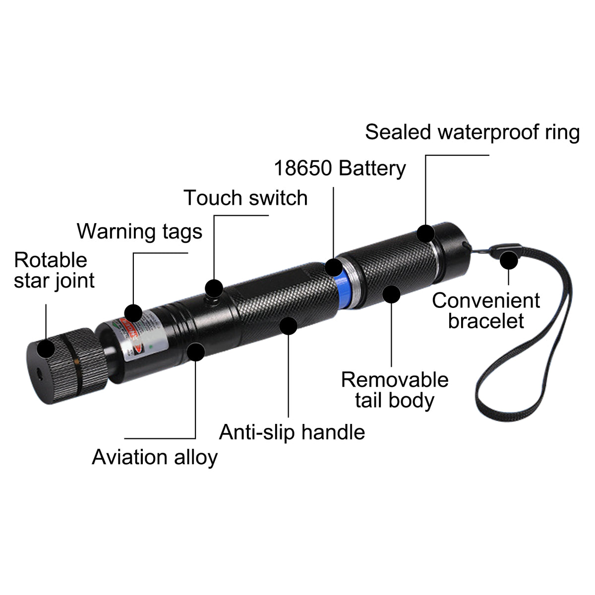 200 Miles 650nm Red Laser Pointer Pen Visible Beam Light Lazer + 18650 + Charger