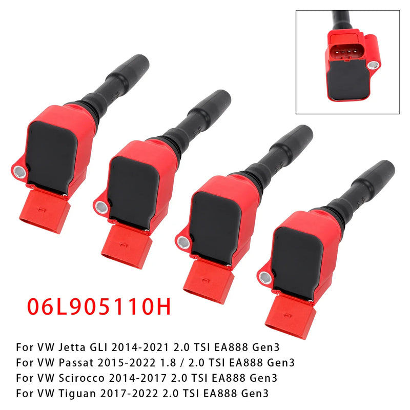2015-2023 VW Jetta Beetle Passat Golf 1.8 & 2.0 4PCS Ignition Coil 06L905110H