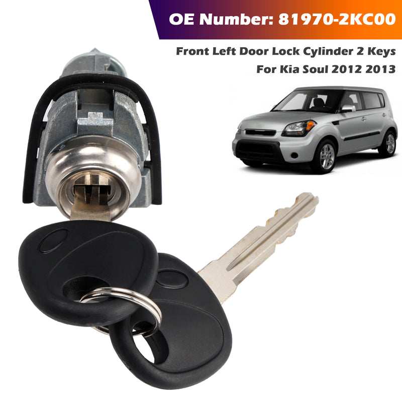 Kia Soul 2012 2013 Front Left Door Lock Cylinder 2 Keys 81970-2KC00
