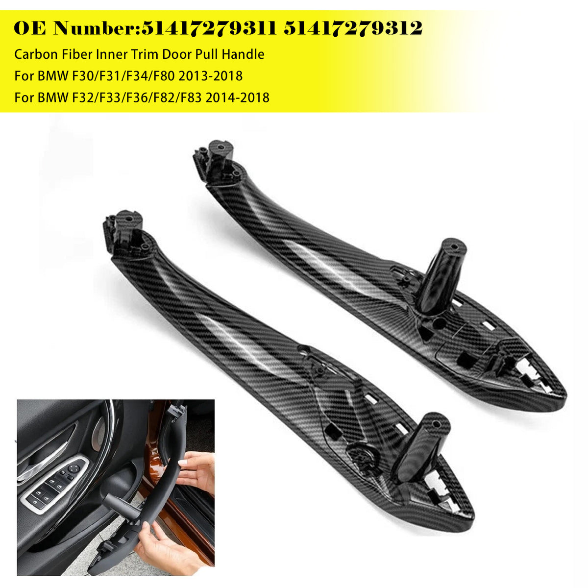 BMW F32/F33/F36/F82/F83 2014-2018 M4 Front Left/Right Inner Trim Door Pull Handle