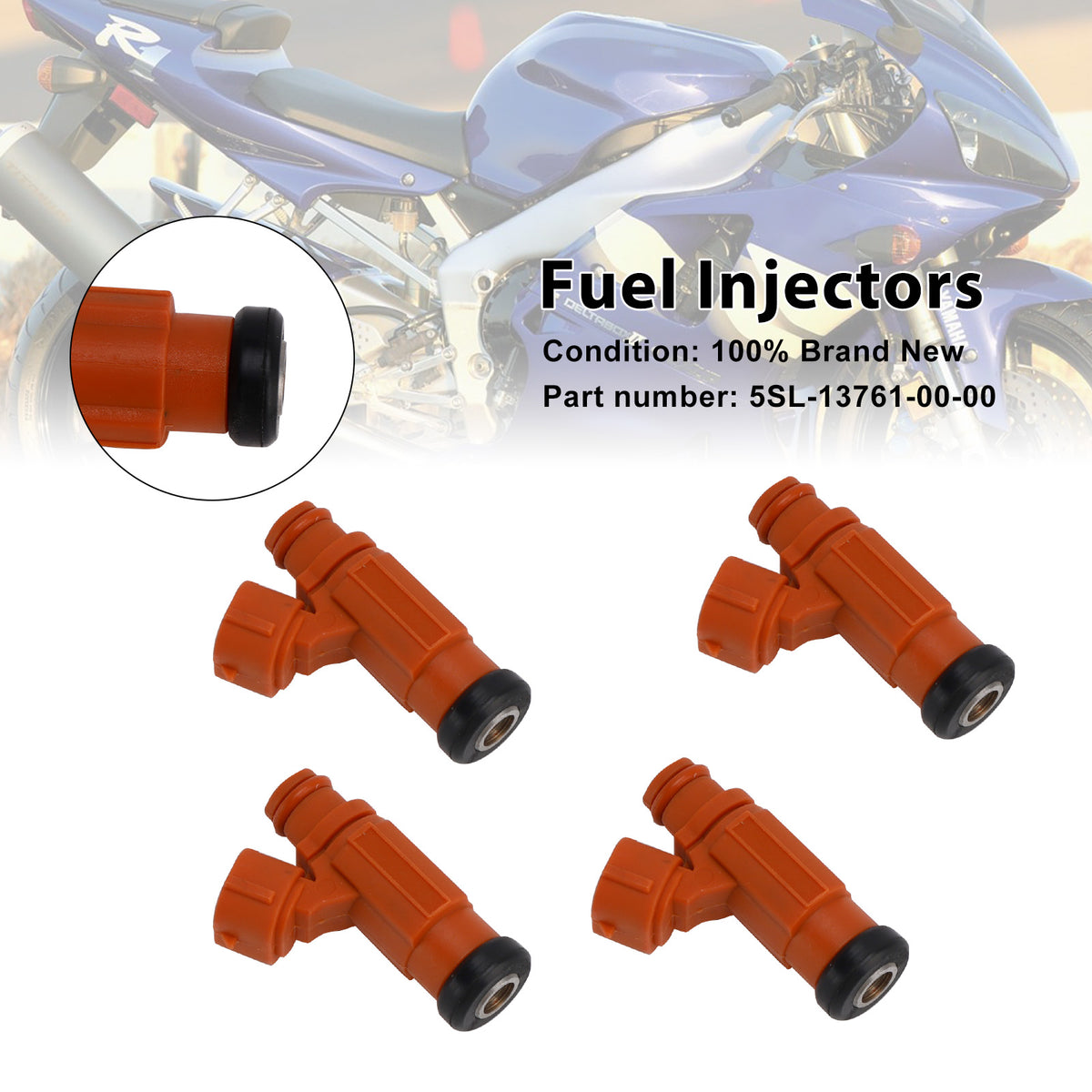 Yamaha YZF-R6 2003-2005 R6S 2006-2009 4PCS 5SL-13761-00-00 Fuel Injectors