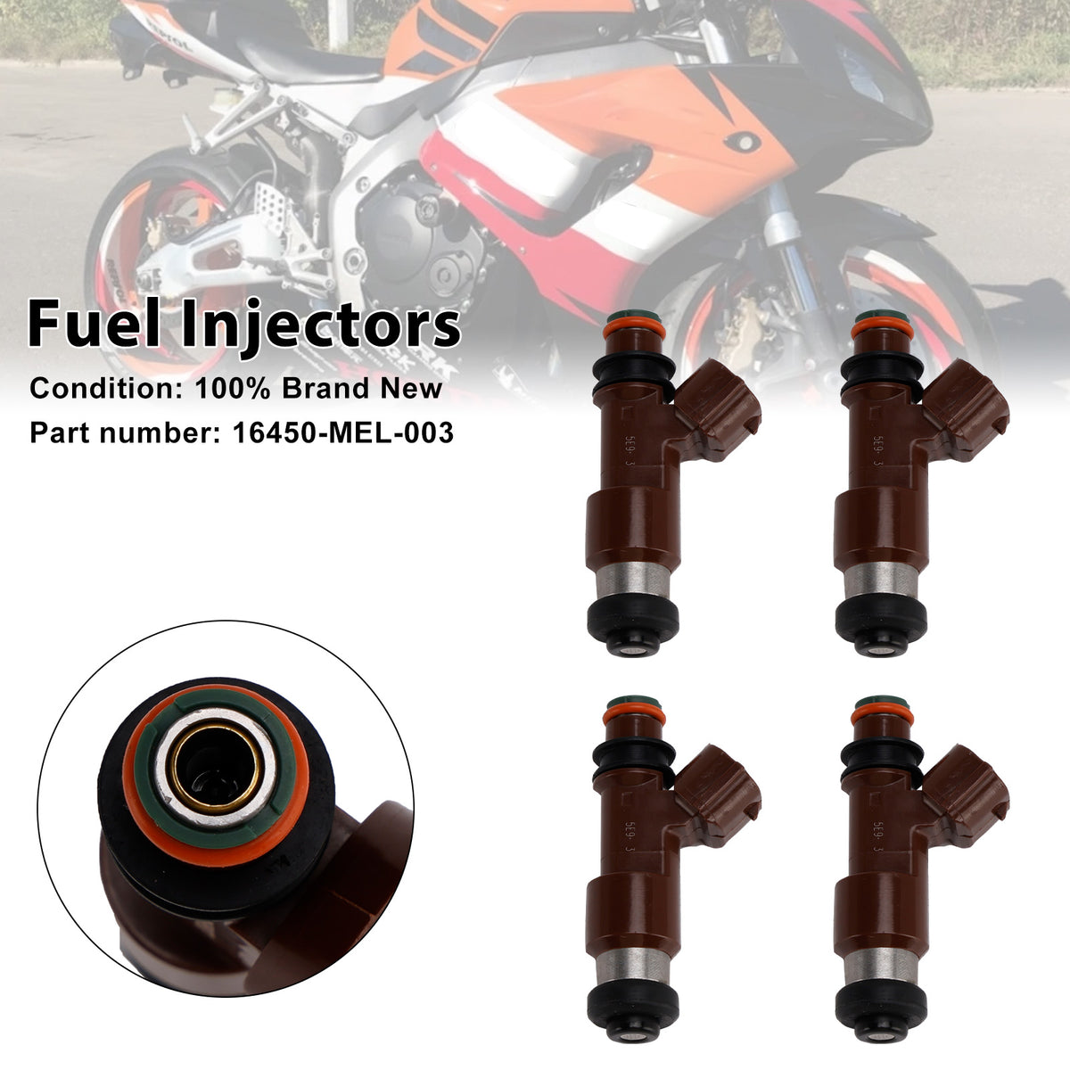 Honda CBR1000RR VFR800 VFR800F CB1300 4PCS 16450-MEL-003 Fuel Injectors