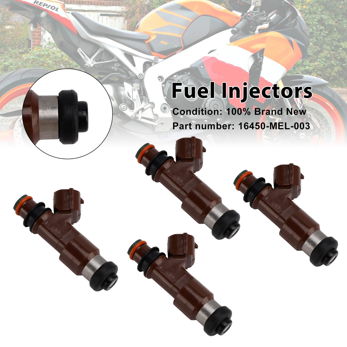 Honda CBR1000RR VFR800 VFR800F CB1300 4PCS 16450-MEL-003 Fuel Injectors