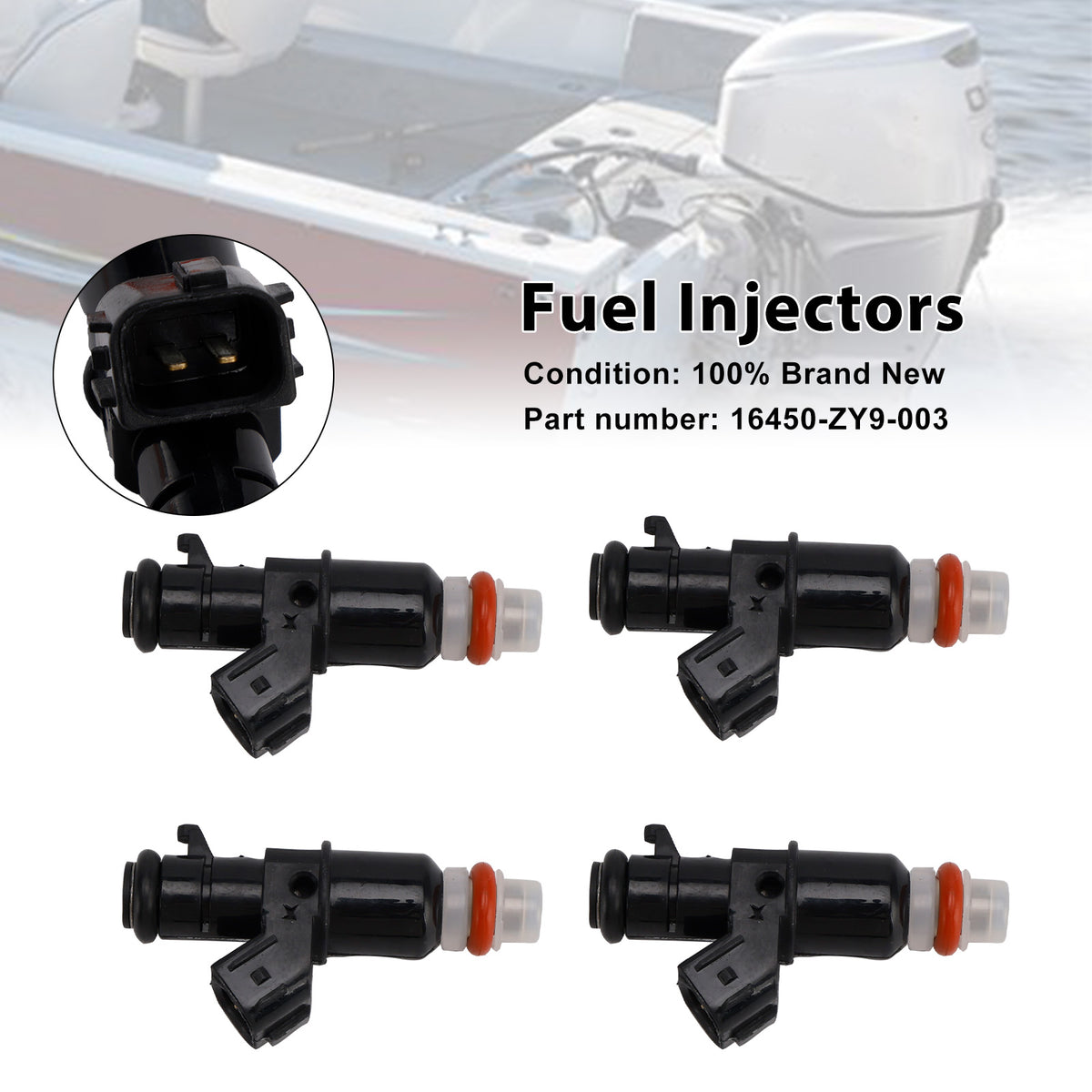 Honda BF90D BF75 Outboard 4PCS 16450-ZY9-003 Fuel Injectors