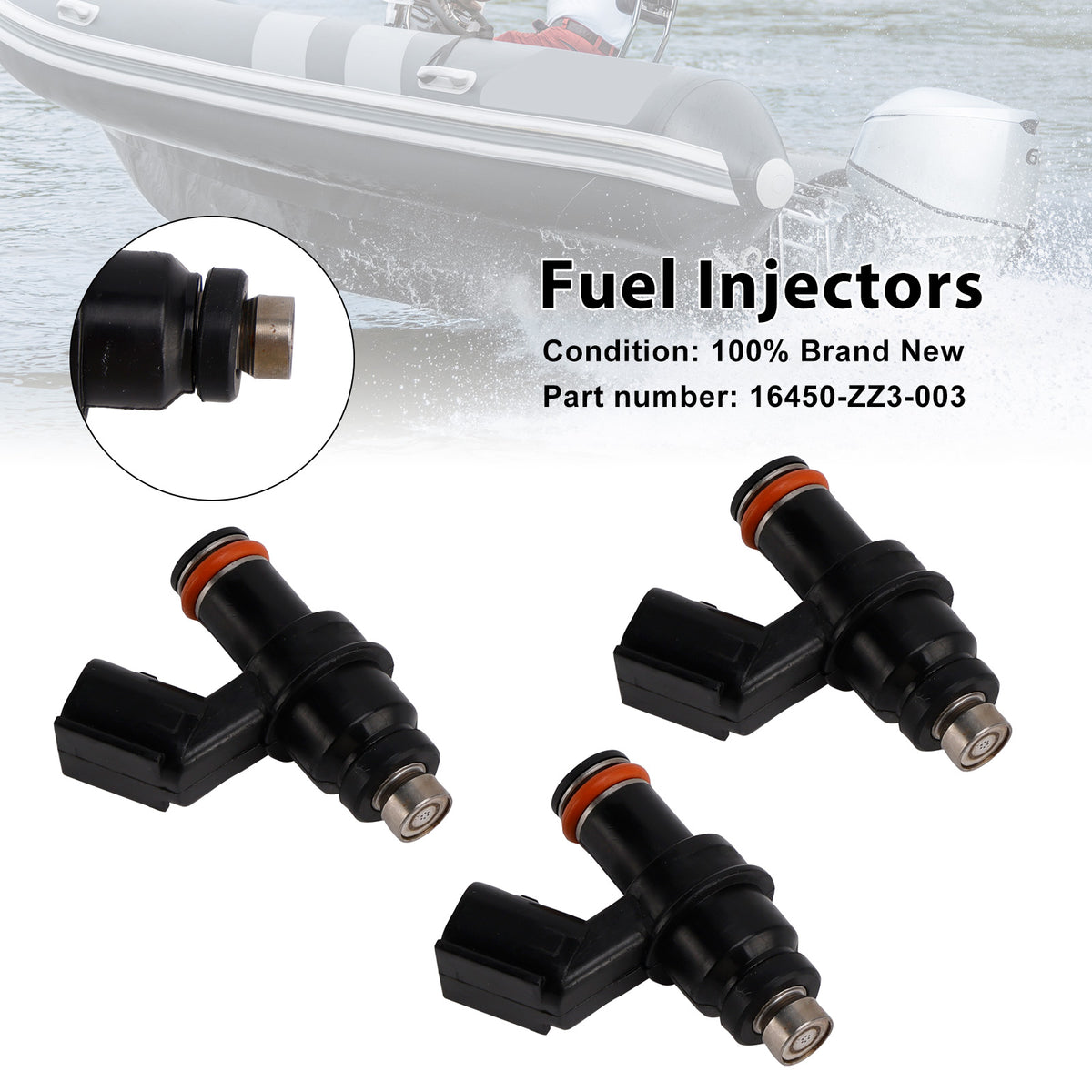 Honda Outboard 1998 60HP BF60A 3PCS 16450-ZZ3-003 Fuel Injectors