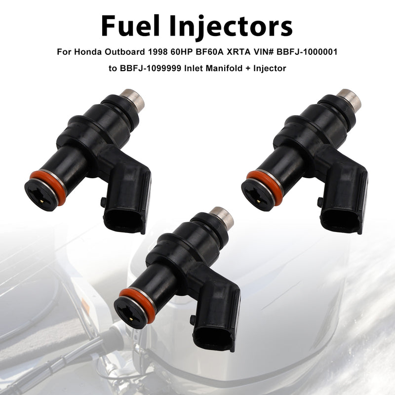 Honda Outboard 1998 60HP BF60A 3PCS 16450-ZZ3-003 Fuel Injectors