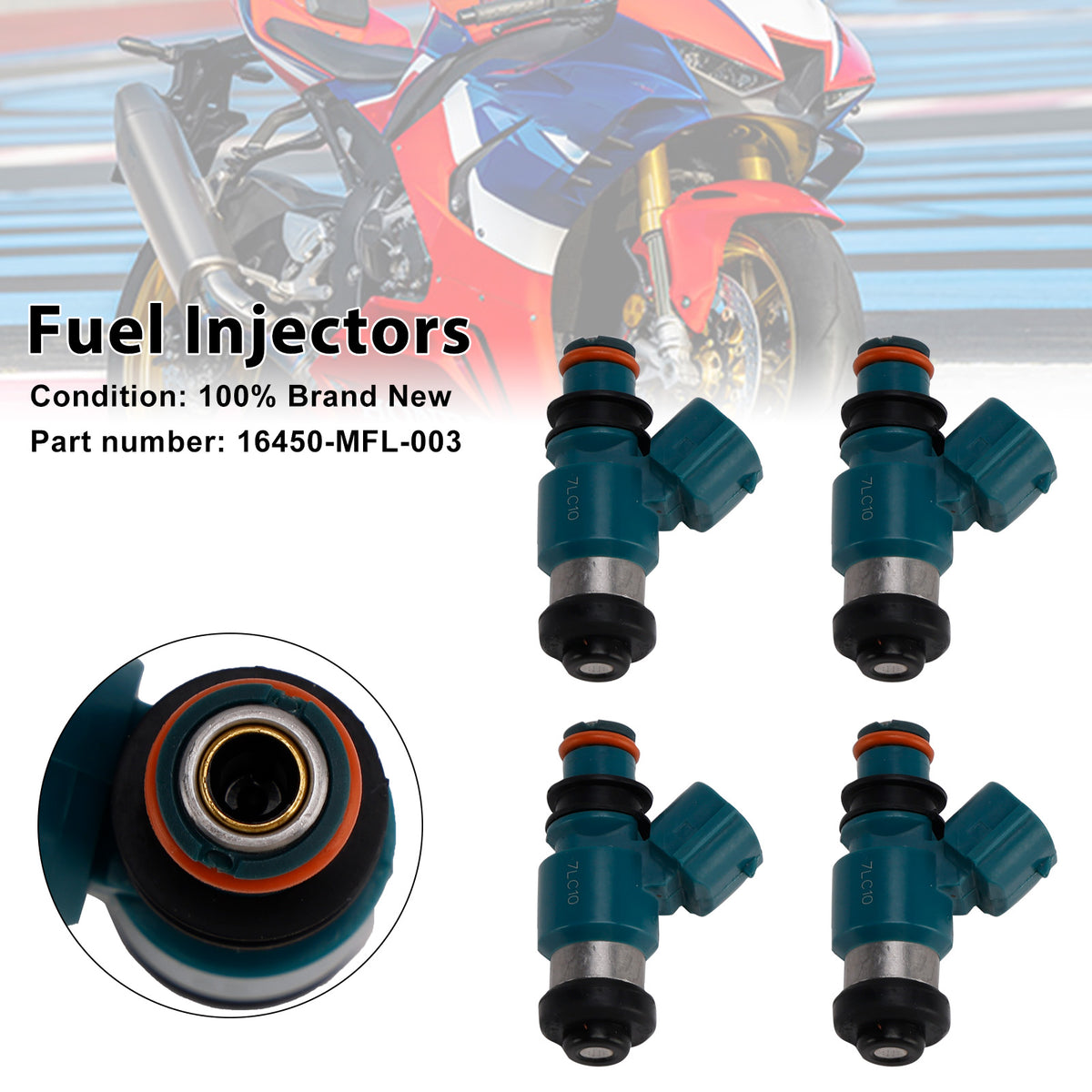 Honda CBR1000RR 2008-2023 VFR1200F 2010-2017 4PCS 16450-MFL-003 Fuel Injectors
