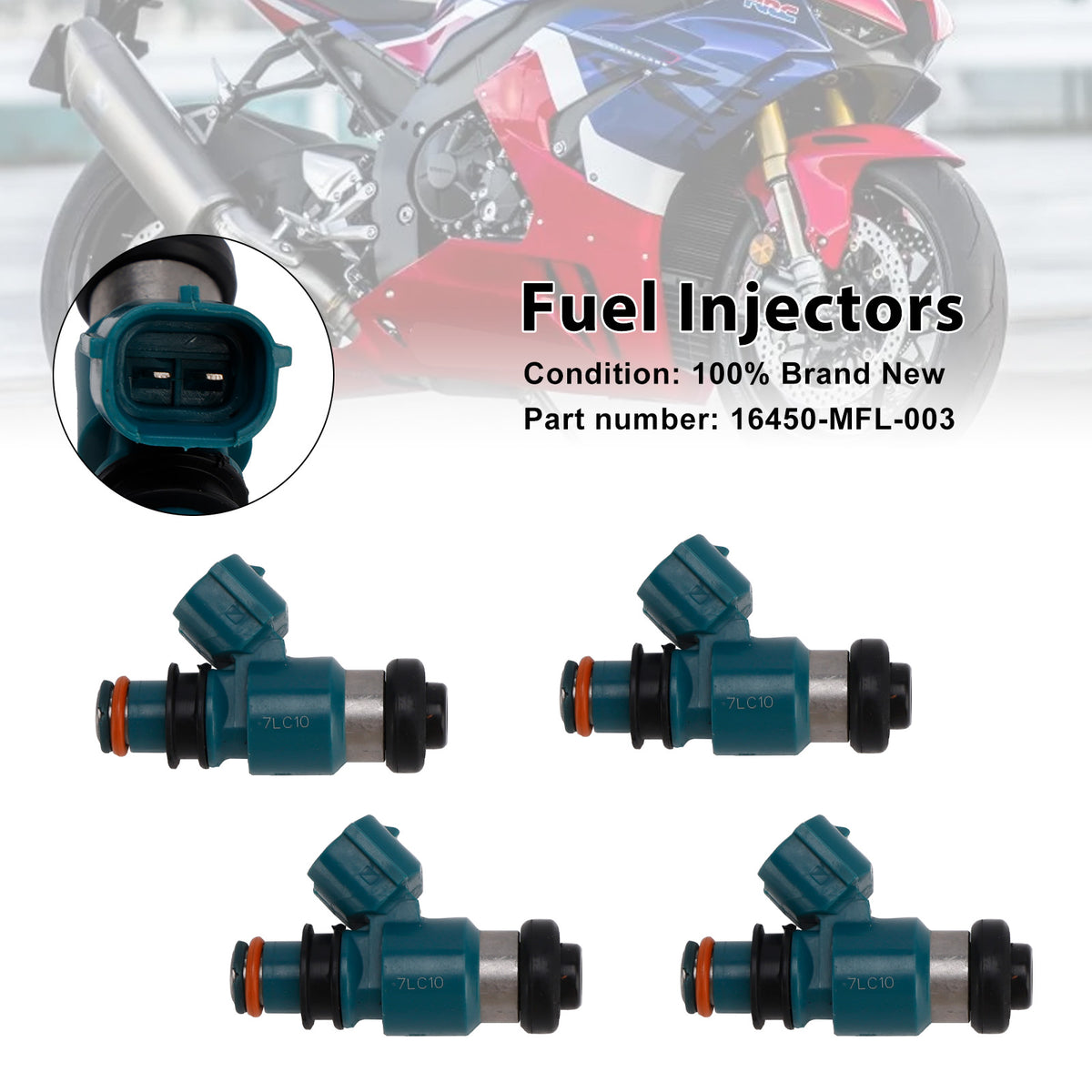 Honda CBR1000RR 2008-2023 VFR1200F 2010-2017 4PCS 16450-MFL-003 Fuel Injectors
