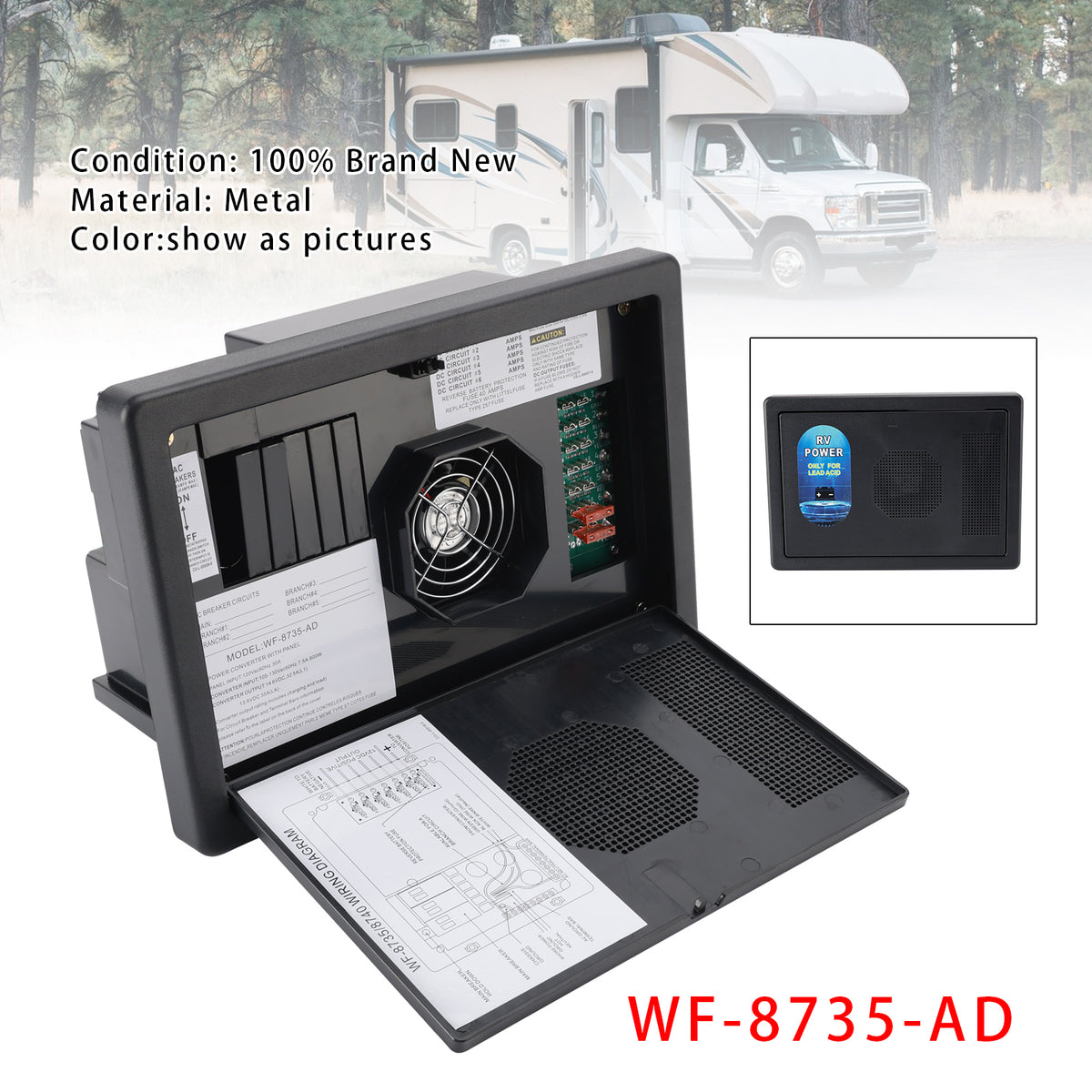 WF-8735-AD RV Converter Charger 30 Amp Power Center Support Auto Detect RV