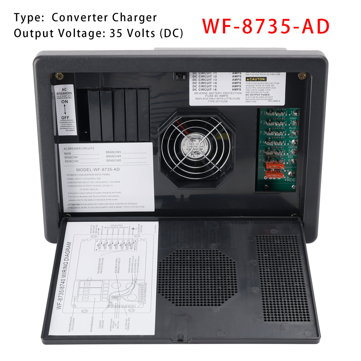 WF-8735-AD RV Converter Charger 30 Amp Power Center Support Auto Detect RV