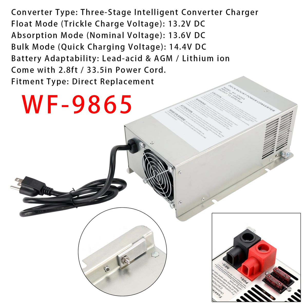 WF-9865 65 Amp Power Converter Charger for Travel Trailer RV Camper WF-9800 Replacement