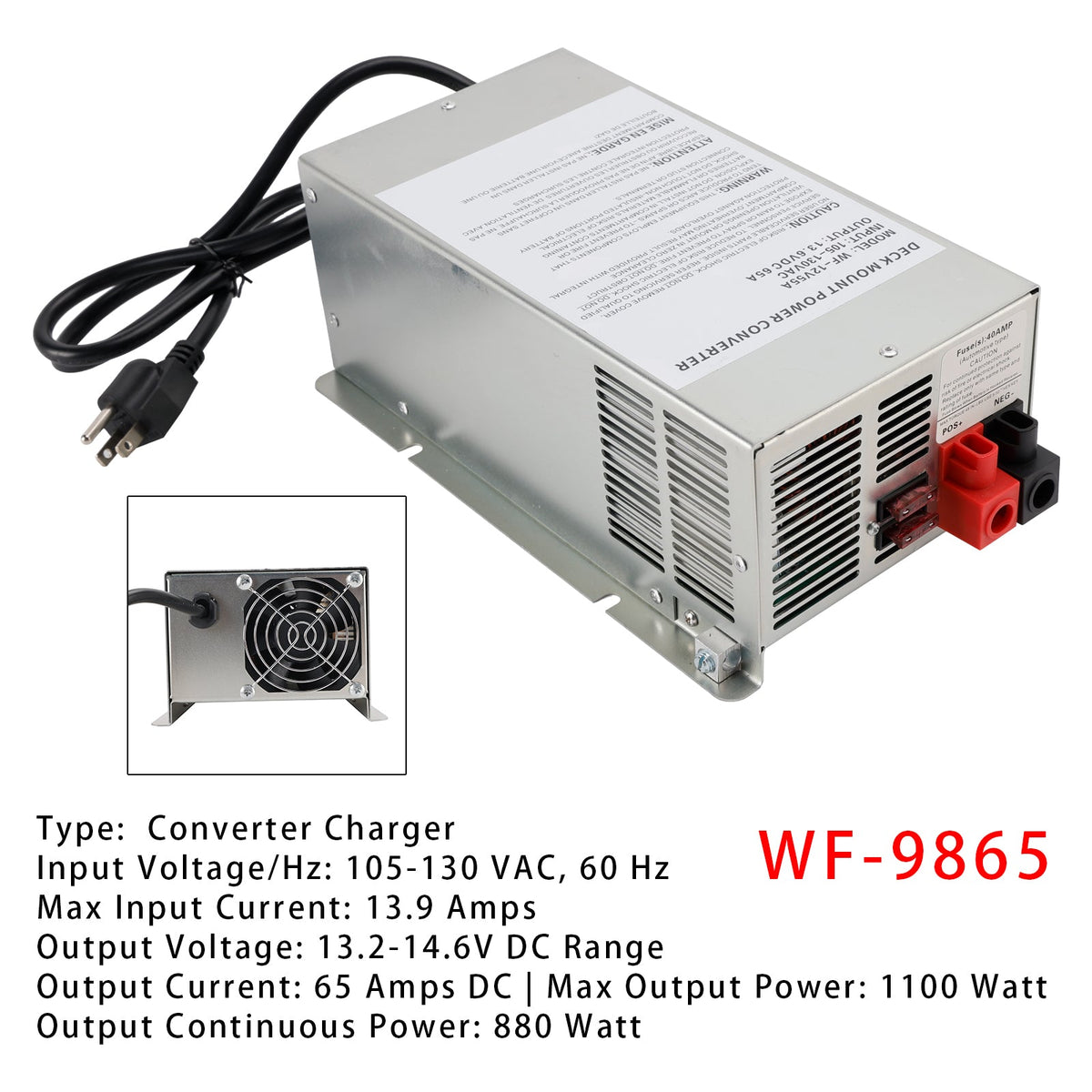 65 Amp WF-9865 Power Converter Charger RV Trailer Camper WF-9865-AD-CB WF-9800