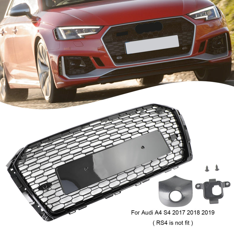 2017-2019 Audi A4/S4 B9 Black RS4 Style Honeycomb Mesh Hex Grille Grill