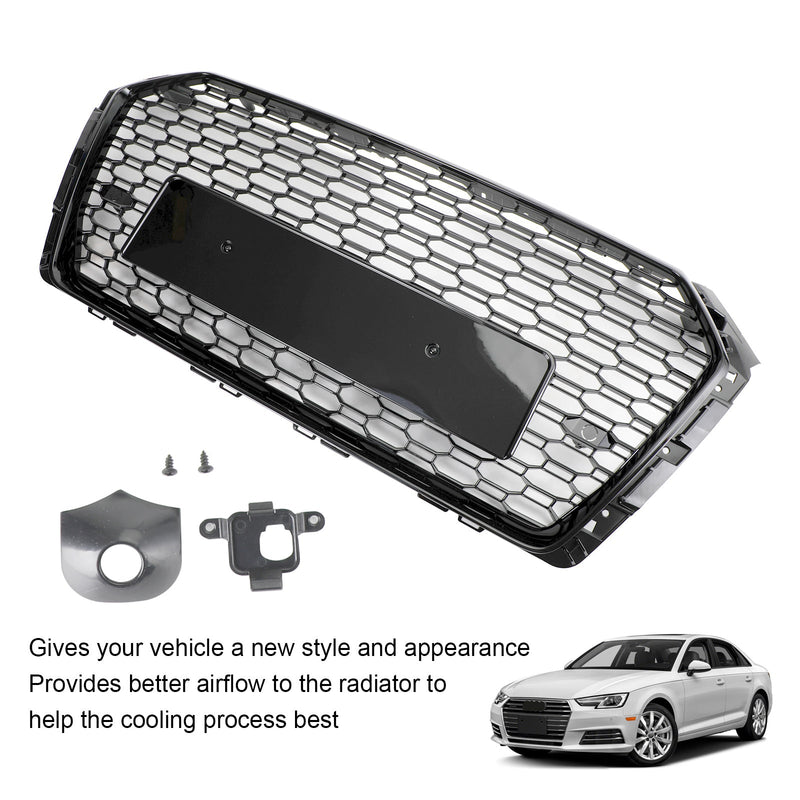 Audi A4/S4 B9 2017-2019 Black RS4 Style Honeycomb Mesh Hex Grille Grill