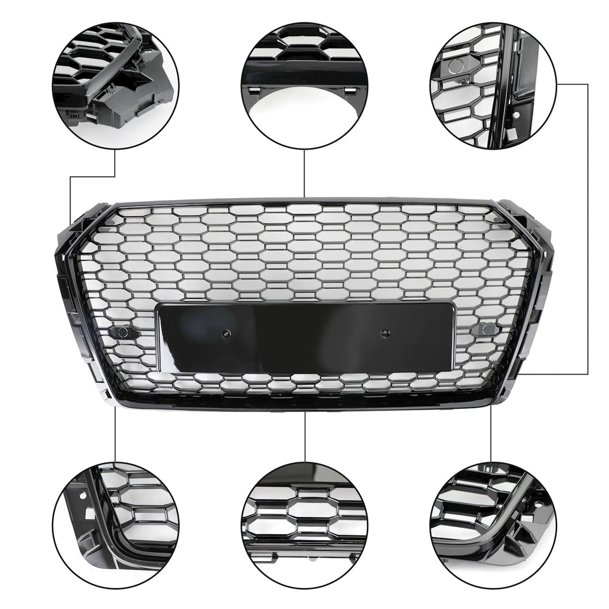 2017-2019 Audi A4/S4 B9 Black RS4 Style Honeycomb Mesh Hex Grille Grill