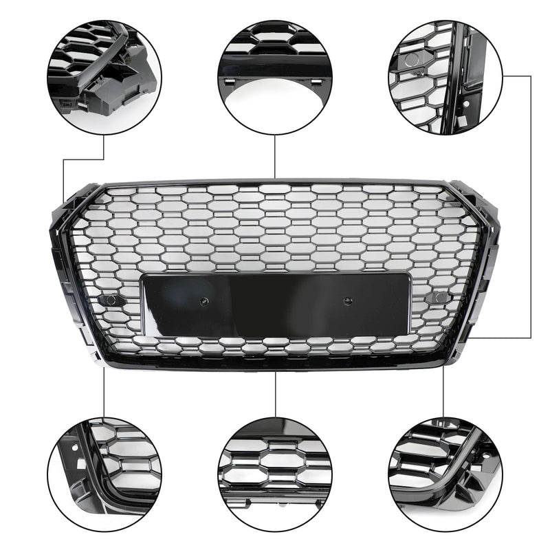 2017-2019 Audi A4/S4 B9 Black RS4 Style Honeycomb Mesh Hex Grille Grill