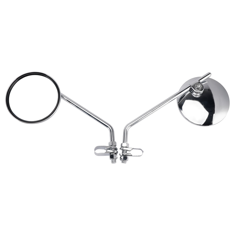 7/8" in Bars Pair Universal Motorcycle 4" Chrome Clamp-On Mirrors - Round
