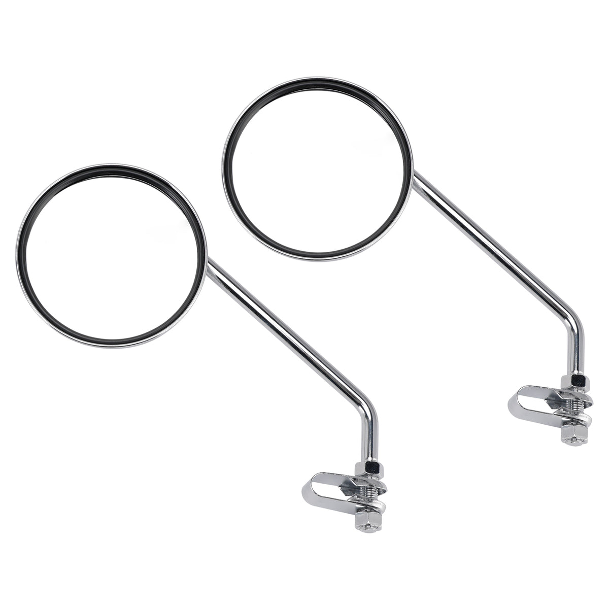 7/8" in Bars Pair Universal Motorcycle 4" Chrome Clamp-On Mirrors - Round