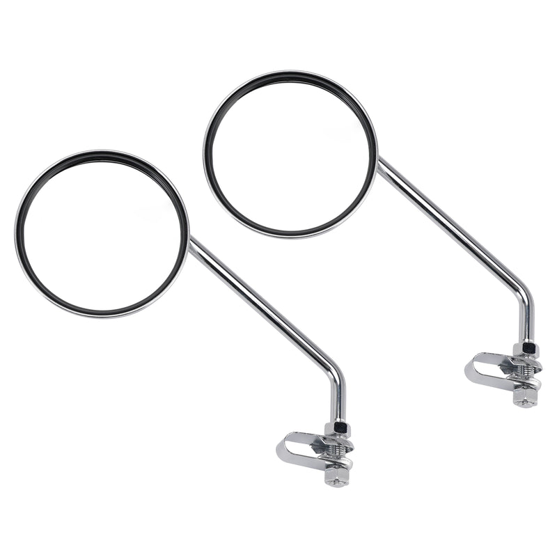 7/8" in Bars Pair Universal Motorcycle 4" Chrome Clamp-On Mirrors - Round