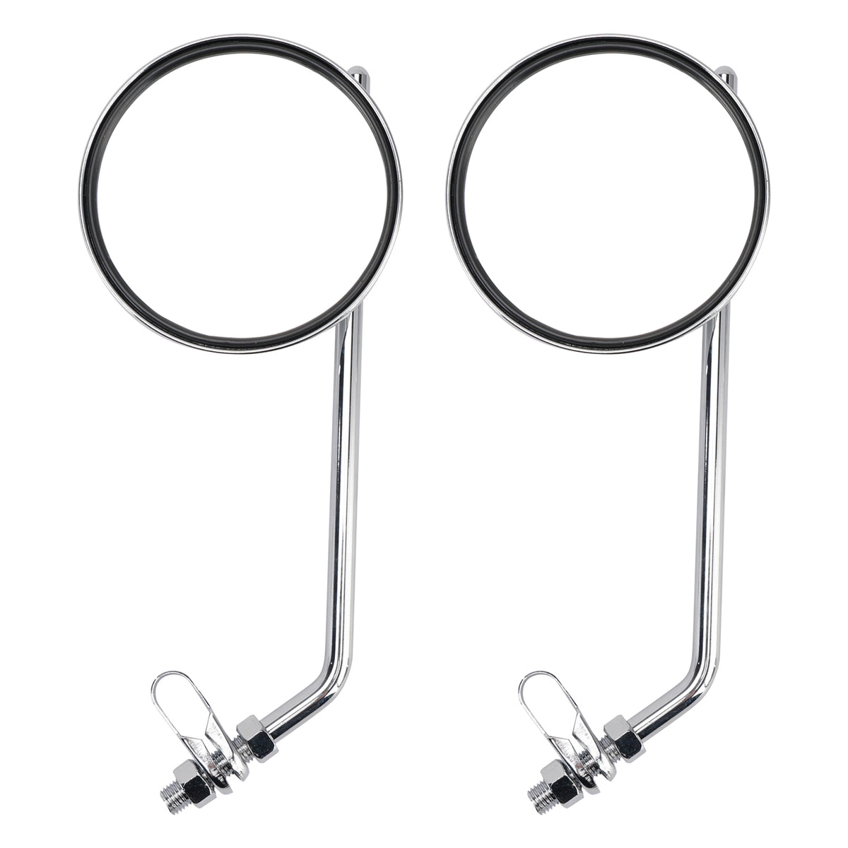 7/8" in Bars Pair Universal Motorcycle 4" Chrome Clamp-On Mirrors - Round